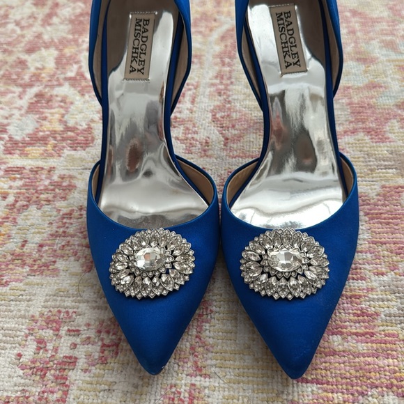 Badgley Mischka Blue Satin Heels - Picture 4 of 11